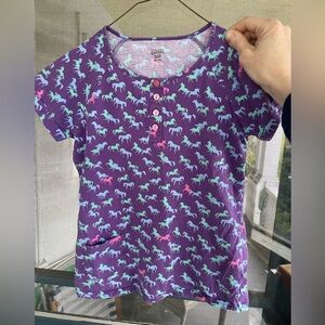 Garnet Hill Kids purple horse shirt size S